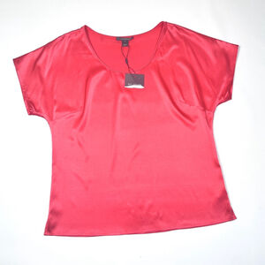 New! Women's St. John Silk Top, Coral Red Size M